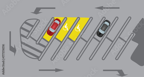 Parking area with disable person area. vector	