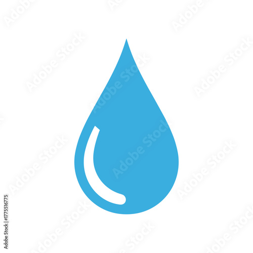 A simple, clean, and stylized illustration of a single water droplet, rendered in a vibrant shade of blue.