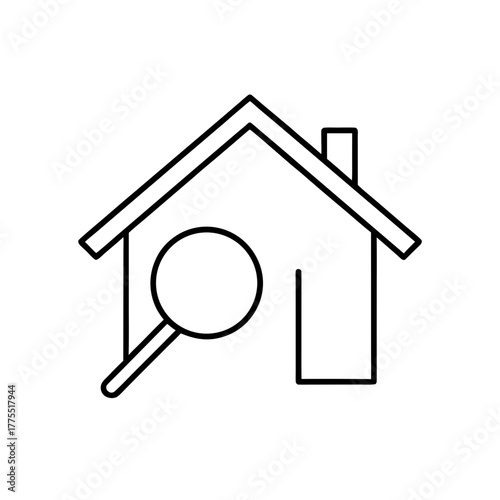 House search icon with magnifying glass silhouette