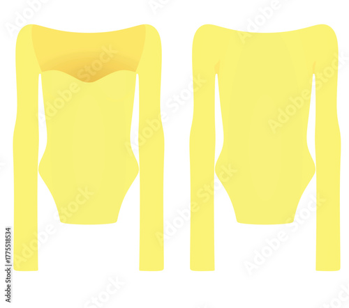 Yellow bodysuit shirt. vector illustration	
