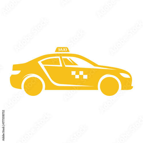 Yellow taxi cab silhouette icon for transportation and ride-hailing services.