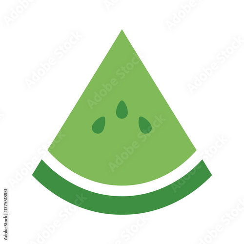 A vibrant illustration of a watermelon slice, showcasing its green flesh and seeds.