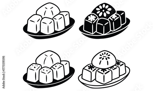 Detailed Line Art of Sliced Okra Pods