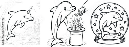 Baby Dolphins – Fun Marine Animal Coloring Vectors