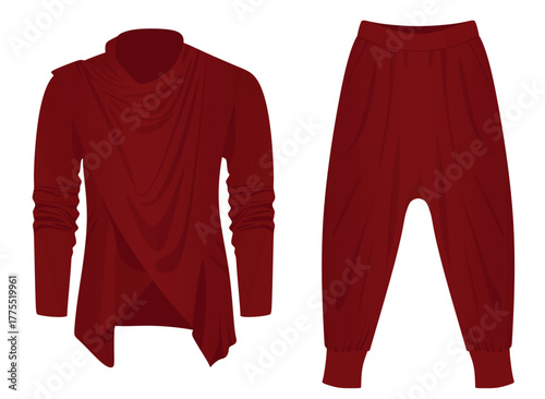 Red cardigan and pants. vector illustration	
