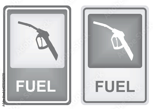 Fuel sign grey background. vector	

