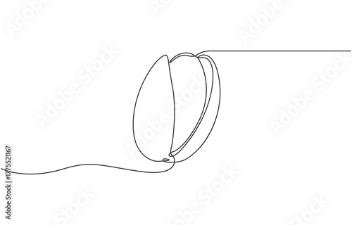 Pistachio nut Continuous one line drawing, simple, hand drawn and sketch style, for icons, symbols, signs or logos, vector illustration.