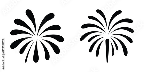 Stylized Firework Burst Black and White Vector Icon Set