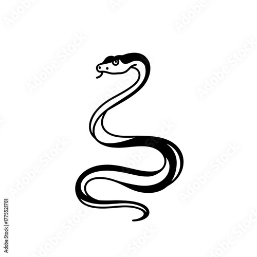 Wallpaper Mural Rattlesnake. Rattlesnake simple black and white line art vector logo Torontodigital.ca