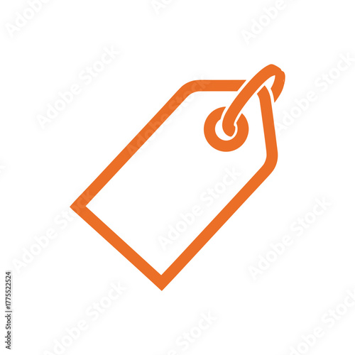 A simple orange outline of a price tag with a hole for attachment.