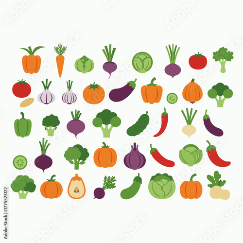 A colorful illustration featuring a variety of fresh and healthy vegetables, perfect for culinary themes.