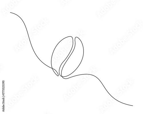 Continuous one line drawing of coffee beans. Roasted ccoffee beans line art vector illustration. Editable stroke.