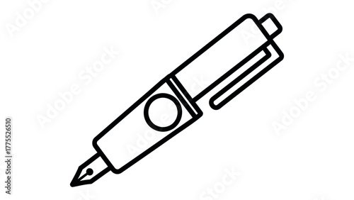 Ink Pen: A simple outline of a classic ink pen, symbolizing writing, creativity, and the power of communication, ready to bring ideas to life.