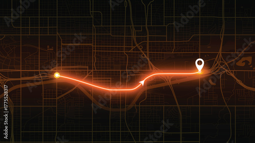 Vibrant orange GPS map of Oklahoma City designed in vector EPS format. Ideal for travel design, city prints, cartography visuals, tourism projects, and modern urban layouts.