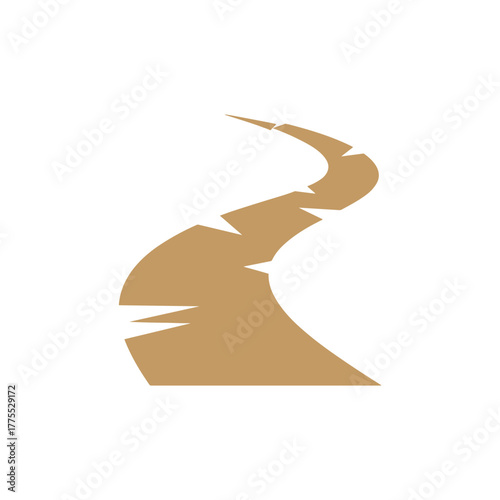 A simple graphic illustration of a winding brown path on a plain white background.