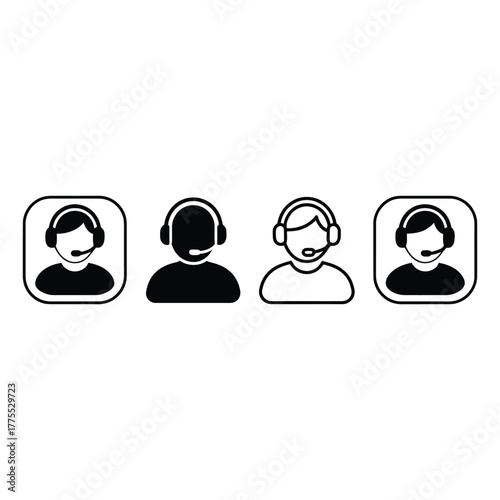 Customer service icons with headsets and microphones
