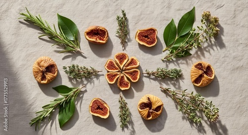 Wallpaper Mural Artistic Arrangement of Fresh Figs, Herbs and Greenery Creating a Natural Composition Torontodigital.ca