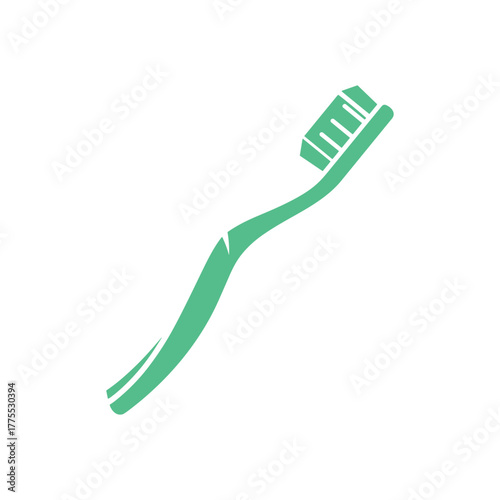 Simple green toothbrush illustration for dental hygiene and oral care.