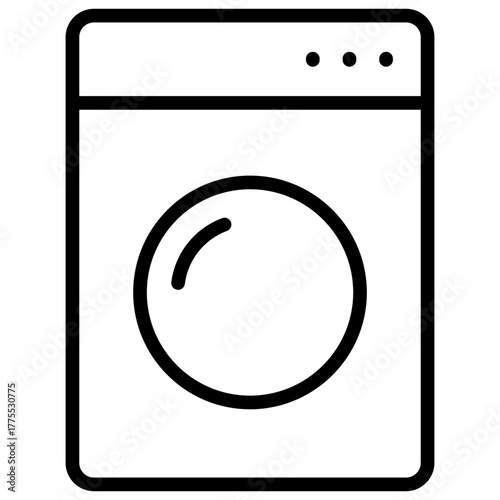 Washing Machine Outline Icon Design Vector - front load washing machine symbol representing laundry, cleaning, or household chores