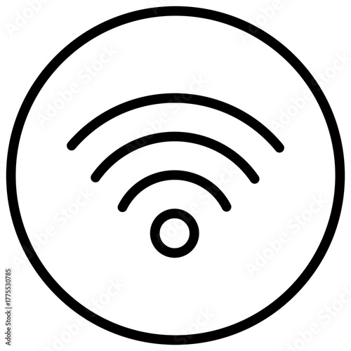 WiFi Signal Outline Icon Design Vector - wireless signal symbol representing internet connection, hotspot, or network access