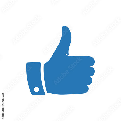 A simple blue icon of a hand giving a thumbs up gesture, symbolizing approval or agreement.