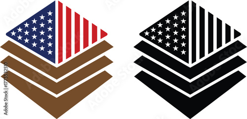 Folded flag tribute silhouette