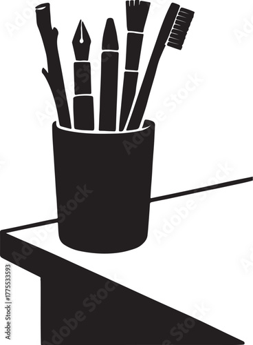 Pen holder brush pen and toothpick