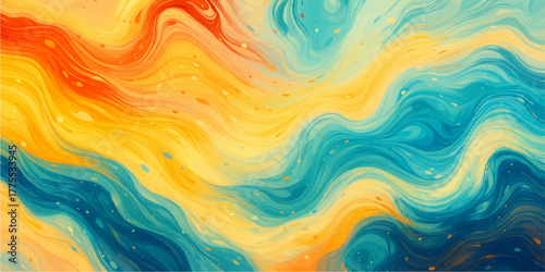Abstract colorful wave pattern with a rainbow gradient design, bright texture, and seamless vector illustration art
