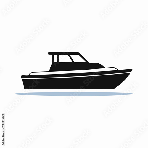 Modern monochrome icon of a sleek motorboat for nautical and marine design
