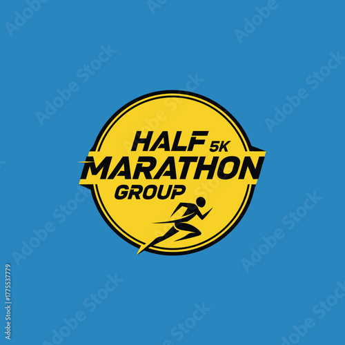 Vibrant Running Group Emblem A Dynamic Half Marathon and 5K Logo Design
