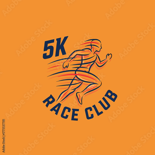 Dynamic 5K Race Club Logo Design with Running Person Silhouette