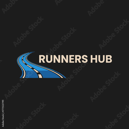 dynamic road curve for running community logo, sleek highway design concept