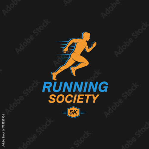 dynamic running society emblem 5k race event design