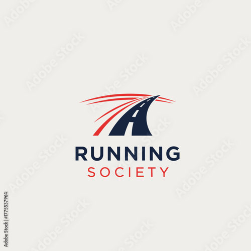 Dynamic road logo design for athletic branding or running community