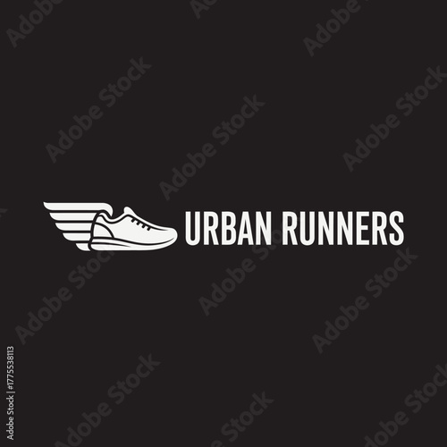 Minimalist sneaker logo with wings for a running sports brand