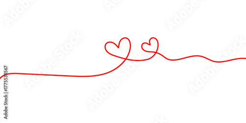 Heart continuous single line drawing on white background