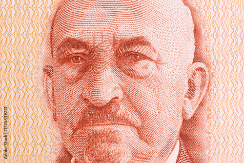 Принти на полотні Chaim Weizmann a closeup portrait from Israeli money