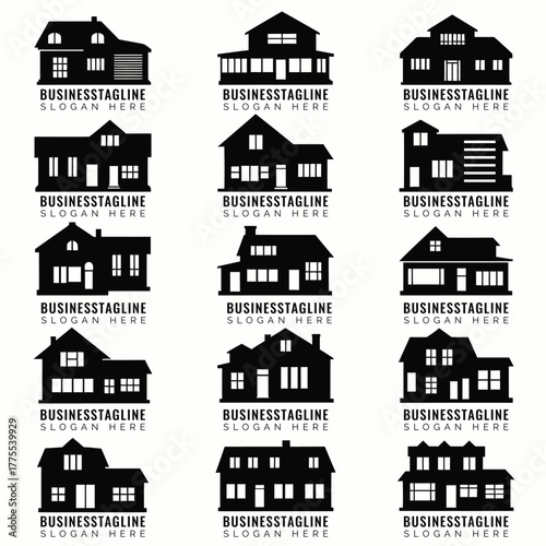 Black house silhouettes building architecture