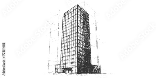 An industrial vector sketch of a metal steel wire fence for construction and urban design