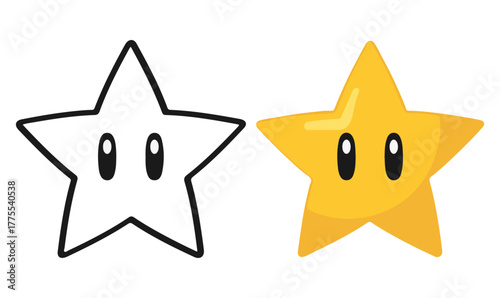 Cartoon Star Character Mascot Icon Vector Illustration Game Asset