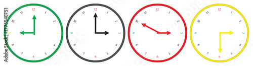 Colorful wall clock vector design set.