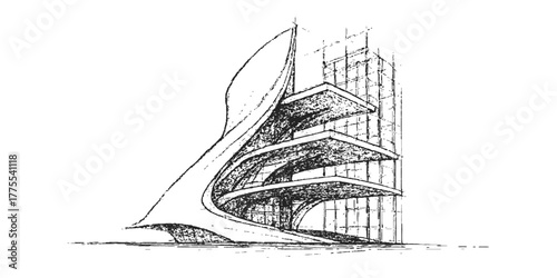 Vintage vector sketch of a sailing ship silhouette on a white background