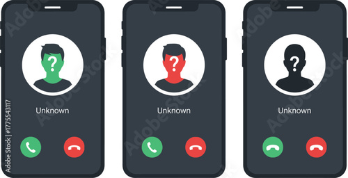 incoming phone call icons raising awareness about spam privacy and digital security concerns