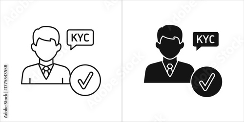 Kyc icon with checkmark, signifying identity verification and customer onboarding
