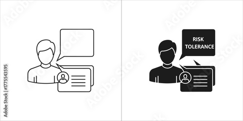 Two icons representing risk tolerance, one outlined and one solid black