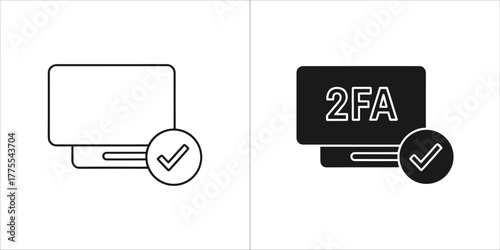 Twofactor authentication 2fa concept with computer screen and checkmark