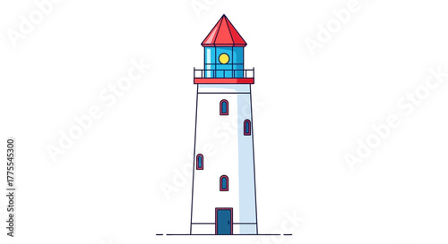 Illuminating the way: a vector illustration of a charming coastal sentinel beacon