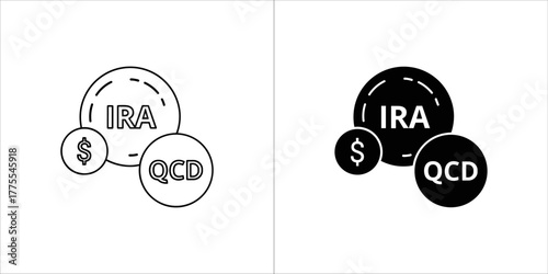 Ira and qcd icons representing investment and financial planning