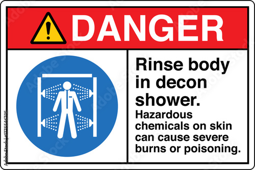 001 DANGER Rinse body in deco...