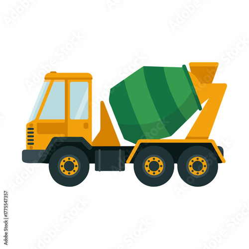 yellow cement truck pouring cement